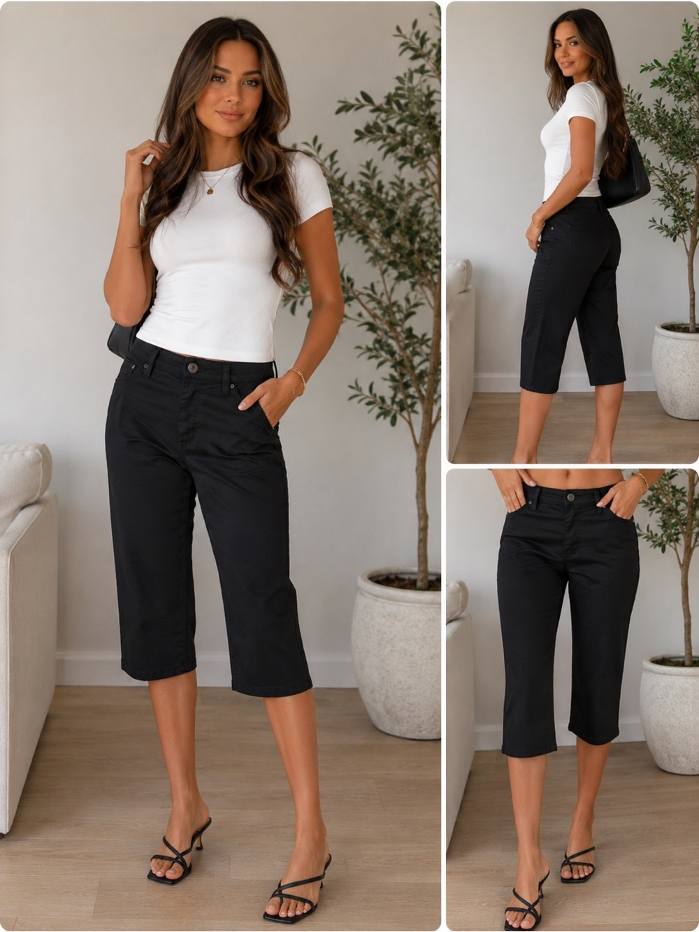 NYDJ Joni Capri Black Lift Tuck Capri Pants Women’s 4P Petite Slimming
